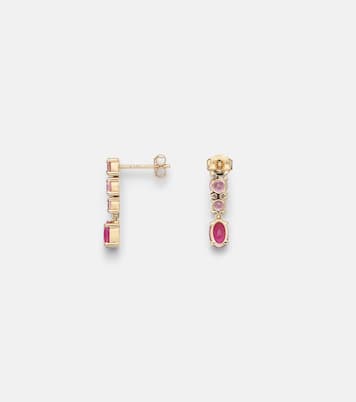 14kt gold (585/1000) earrings with pink sapphire and ruby | Stone and Strand