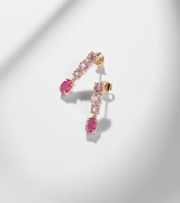 14kt gold (585/1000) earrings with pink sapphire and ruby | Stone and Strand