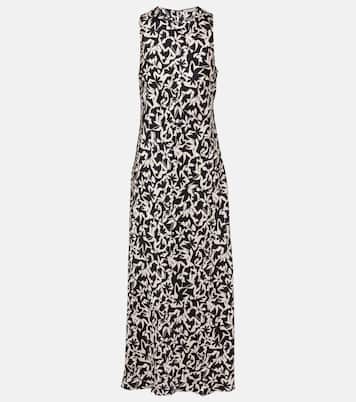 Valencia printed silk twill maxi dress | Asceno