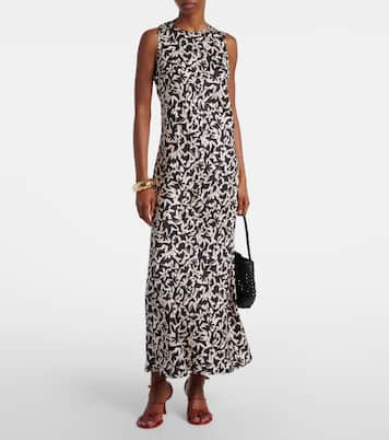 Valencia printed silk twill maxi dress | Asceno