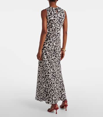 Valencia printed silk twill maxi dress | Asceno