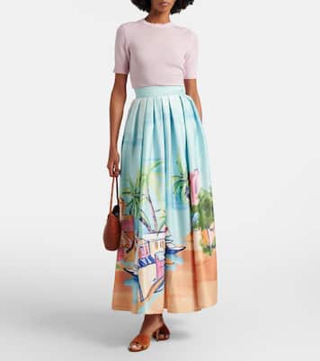 Printed satin maxi skirt | Leo Lin