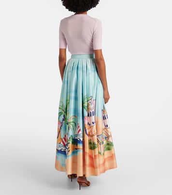 Printed satin maxi skirt | Leo Lin