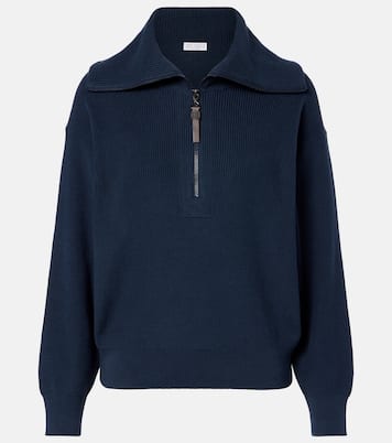 Monili cotton half-zip sweater | Brunello Cucinelli