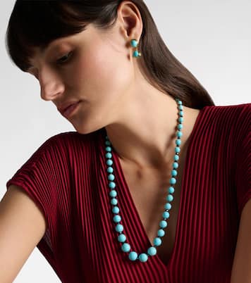 Beaded necklace with turquoise and diamonds | Ileana Makri