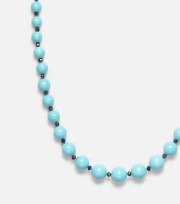 Beaded necklace with turquoise and diamonds | Ileana Makri