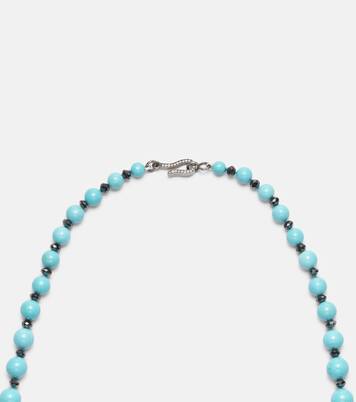 Beaded necklace with turquoise and diamonds | Ileana Makri