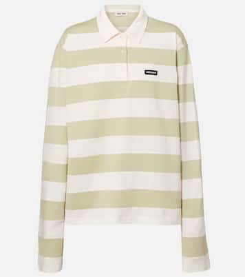 Striped cotton jersey polo shirt | Miu Miu