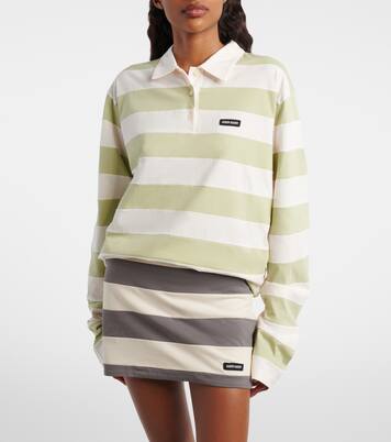 Striped cotton jersey polo shirt | Miu Miu