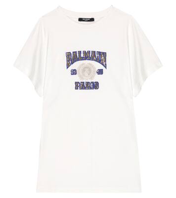 Logo sequined cotton T-shirt | Balmain Kids