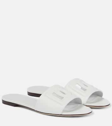 Logo cutout leather slides | Dolce&Gabbana