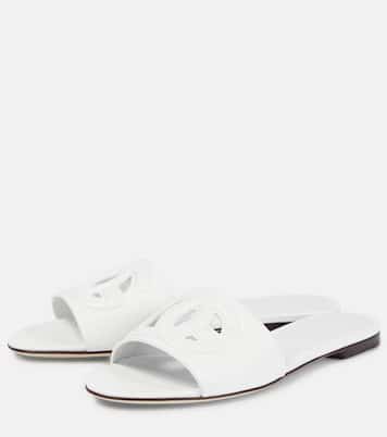 Logo cutout leather slides | Dolce&Gabbana