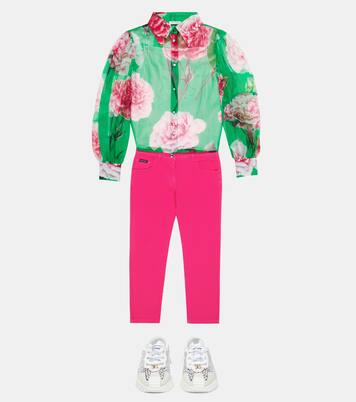 Floral silk chiffon shirt | Dolce&Gabbana Kids