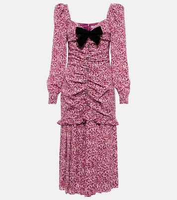 Robe midi en soie à fleurs | Alessandra Rich