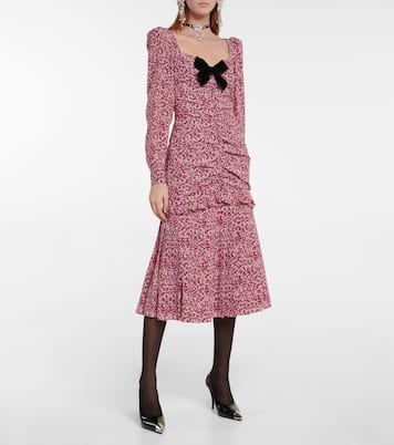 Robe midi en soie à fleurs | Alessandra Rich