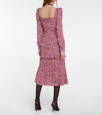 Robe midi en soie à fleurs | Alessandra Rich