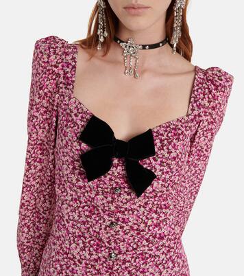 Robe midi en soie à fleurs | Alessandra Rich