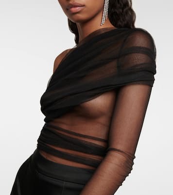 Sheer off-the-shoulder silk top | Christopher Esber