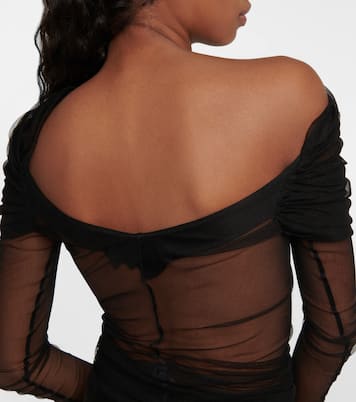 Sheer off-the-shoulder silk top | Christopher Esber
