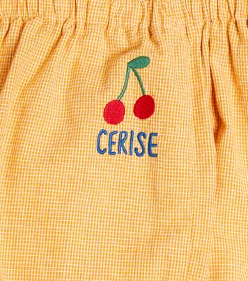 Embroidered checked cotton shorts | Jellymallow