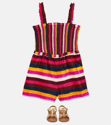Ginger Shirred striped cotton dress | Zimmermann Kids