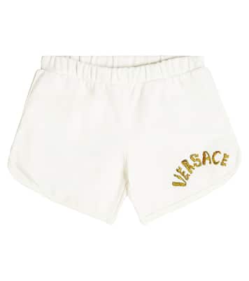 Logo cotton fleece shorts | Versace Kids