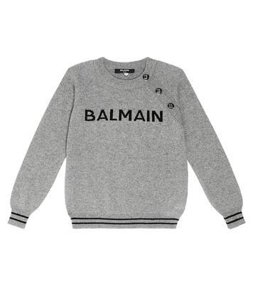 Pull en laine et soie mélangées à logo | Balmain Kids