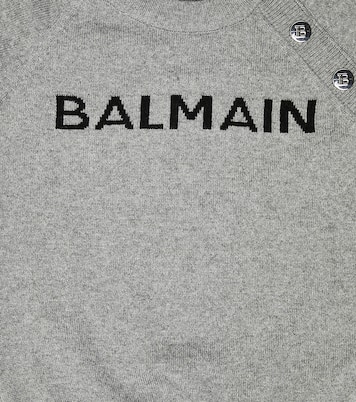 Pull en laine et soie mélangées à logo | Balmain Kids