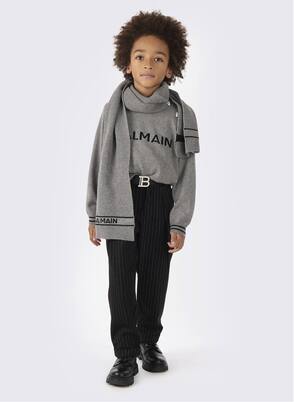 Pull en laine et soie mélangées à logo | Balmain Kids