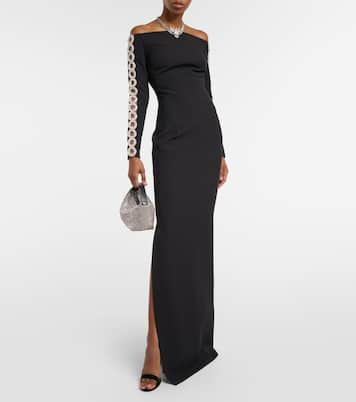 Abito lungo Maimie in crêpe con cristalli | Safiyaa
