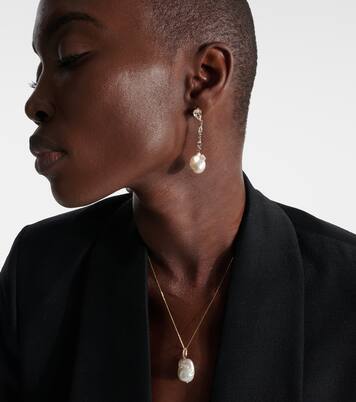 Ohrringe aus 14kt Gelbgold (585/1000) mit Diamanten, Topas und Süßwasserperlen | Mateo