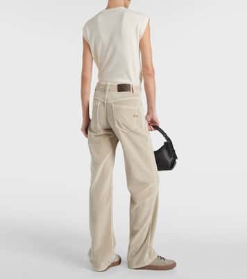 Gerade Mid-Rise-Hose aus Baumwollsamt | Brunello Cucinelli