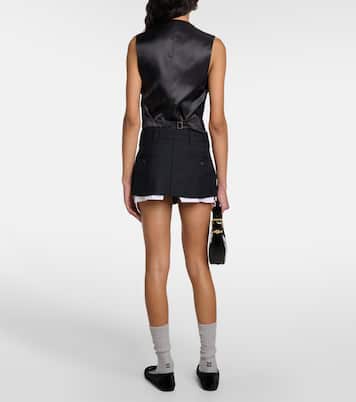 Minifalda de lana de raya diplomática | Miu Miu