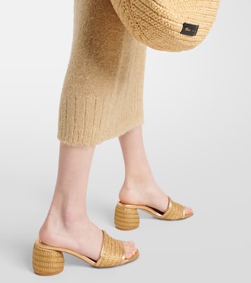 Pantoletten Marbella aus Raffiabast und Metallic-Leder | Gianvito Rossi