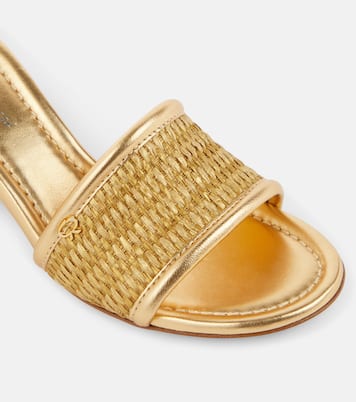 Pantoletten Marbella aus Raffiabast und Metallic-Leder | Gianvito Rossi