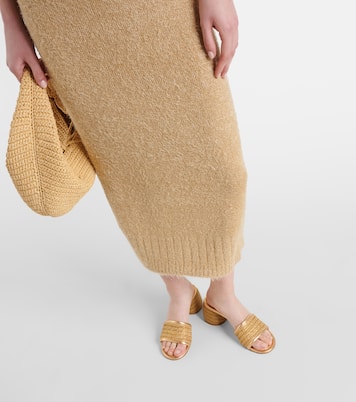 Pantoletten Marbella aus Raffiabast und Metallic-Leder | Gianvito Rossi