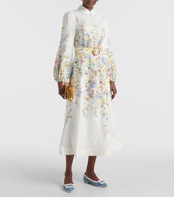 Leather-trimmed denim ballet flats | Roger Vivier