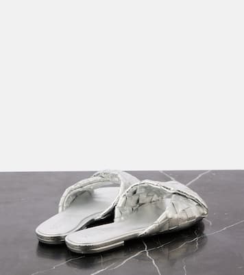 Blink Intrecciato metallic leather mules | Bottega Veneta