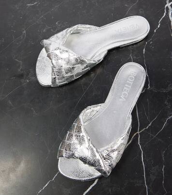 Blink Intrecciato metallic leather mules | Bottega Veneta