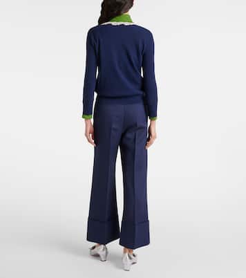 Lace-trimmed virgin wool cardigan | Valentino