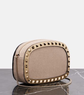 Rockstud VLogo Mini canvas shoulder bag | Valentino Garavani