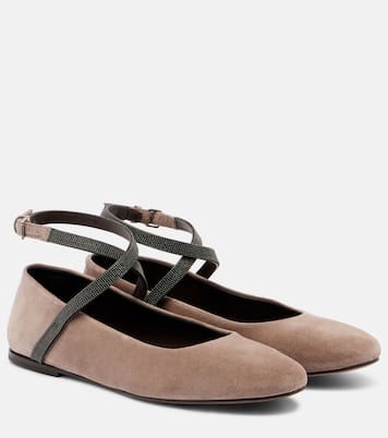 Ballerinas Monili aus Veloursleder | Brunello Cucinelli