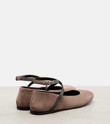 Ballerinas Monili aus Veloursleder | Brunello Cucinelli