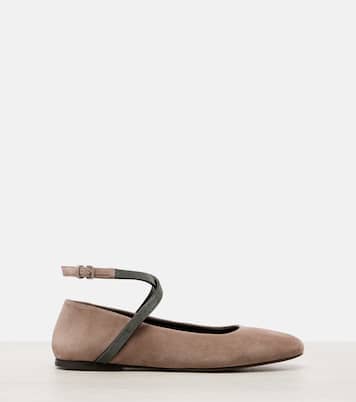 Ballerinas Monili aus Veloursleder | Brunello Cucinelli