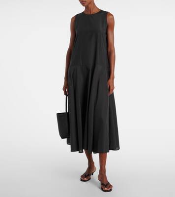 Rita gathered cotton and silk midi dress | Asceno