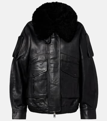 Oversize-Lederjacke Avril mit Shearling | Agolde