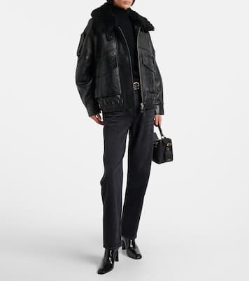 Oversize-Lederjacke Avril mit Shearling | Agolde