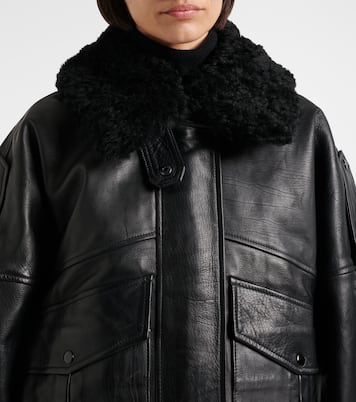 Oversize-Lederjacke Avril mit Shearling | Agolde