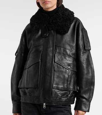 Oversize-Lederjacke Avril mit Shearling | Agolde
