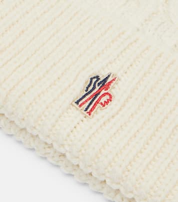 Logo shearling-trimmed virgin wool beanie | Moncler